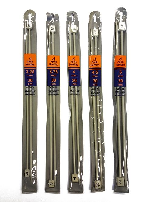 Apple 30cm Knitting Needles 3.75mm-4.0mm - Click Image to Close
